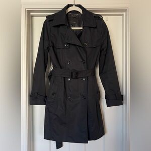 Women’s Banana Republic Limonta Black Double-Breasted Trench Coat - Size Small